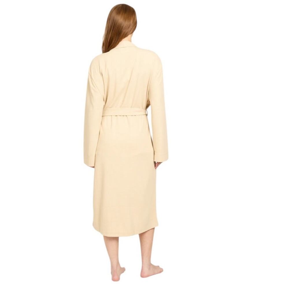 Line and Dot Waffle Knit Robe With Pockets and Self Tie Belt Size L/XL NEW - Picture 2 of 8